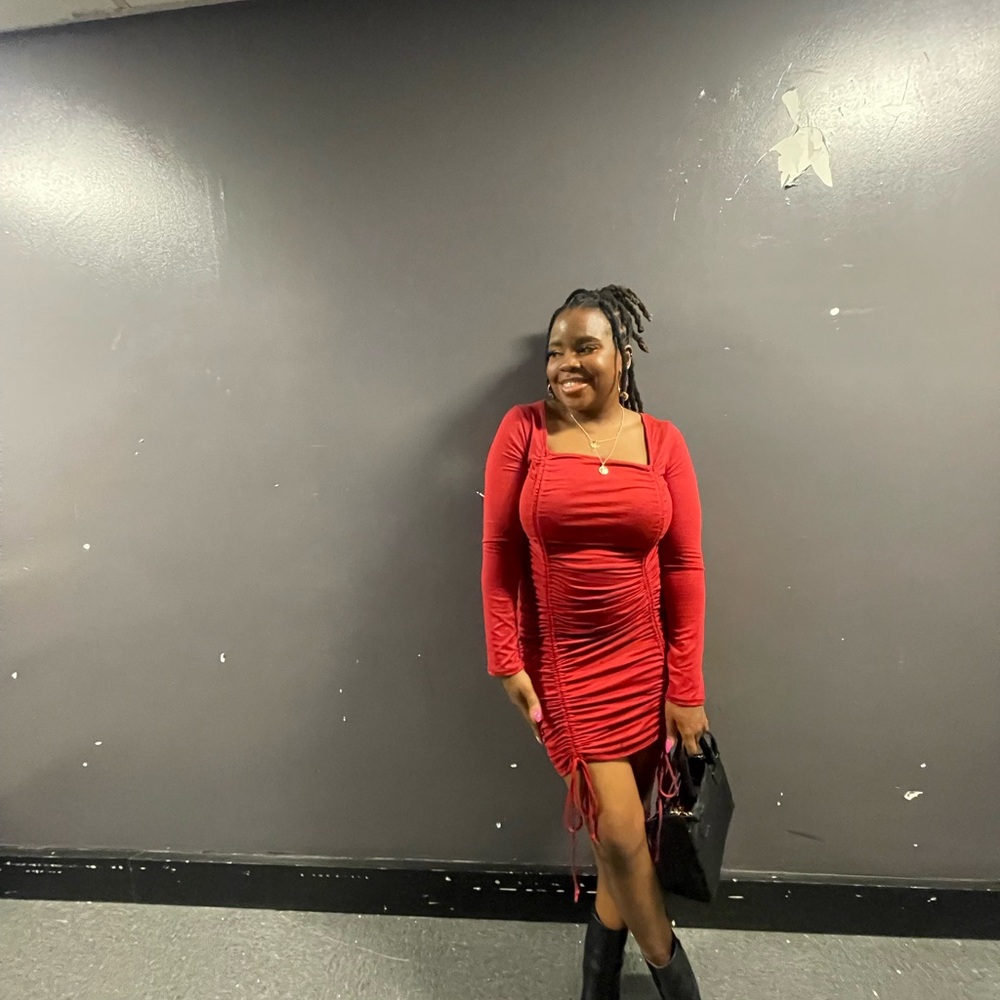 Fashion Nova Rich Red Long Sleeve Dress